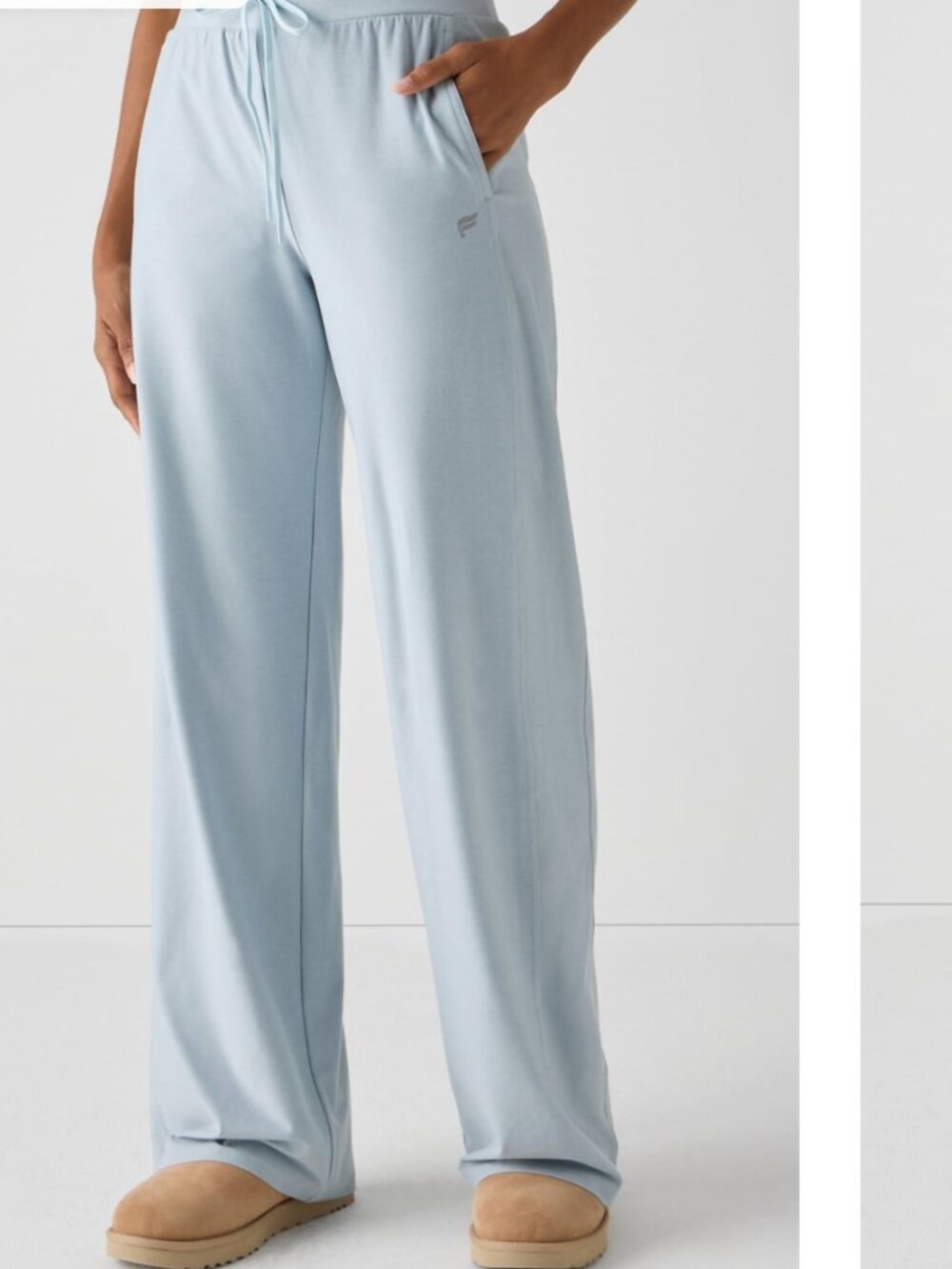 Fabletics Whisper Crossover Long-Sleeve Top & Cloud Jersey Wide Leg Pant SET - Picture 2 of 7